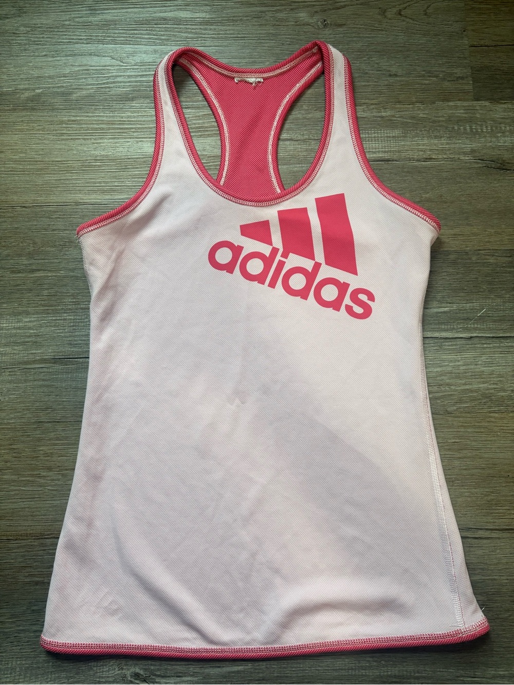 adidas Light Pink Athletic Racerback Tank with Bright Pink Logo Size s